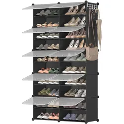 Songmics, Schuhschrank, Schuhregal 40 Paar schwarz Kunststoff (125 x 32 x 165 cm)