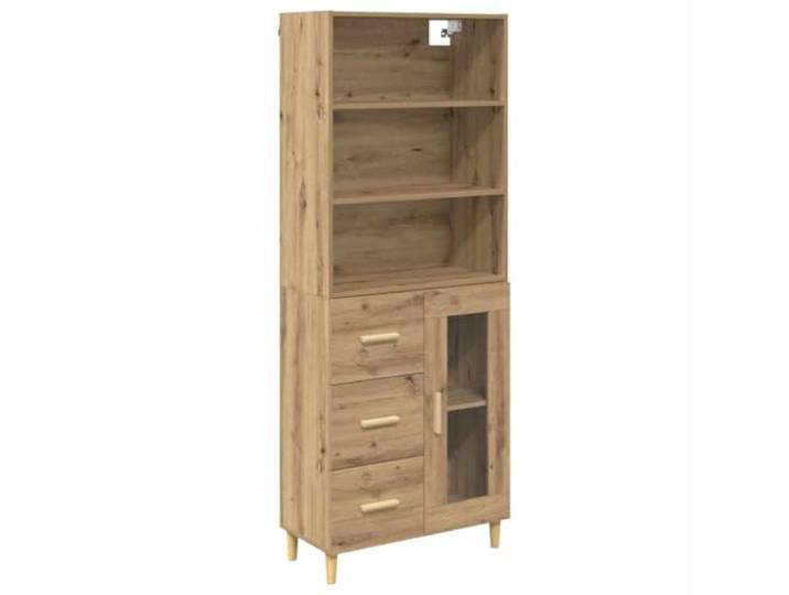 Kaorsrow Highboard Artisan-Eiche 69,5x34x180cm Holzwerkstoff Set Vielseitiger Wohnzimmerschrank mit 3 Schubladen und 1 Tür, bietet flexiblen Stauraum und dient als stilvoller Raumteiler.