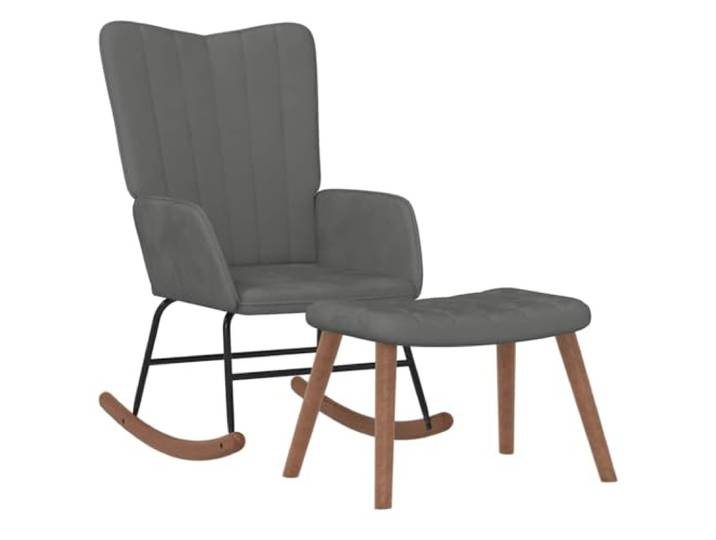 HFXHIJXQ Schaukelstuhl mit Hocker 2-Teilig Samt Sessel Dunkelgrau Ergonomischer Relaxsessel mit Polsterungund Fußstütze für gemütliche Stunden im Wohnzimmer oder Schlafzimmer.