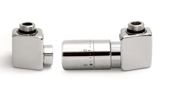 Terma Termostat Anschluss-Set für Heizkörper Dexter und Tomi, links, chrom TGETCG6-CR