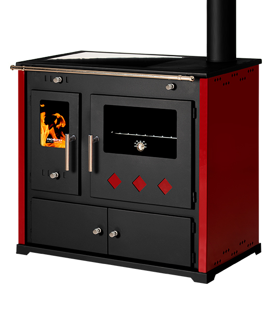 Practik Lux Eco 9,5 kW Holzherd | Backofen, Keramikplatte Bordo