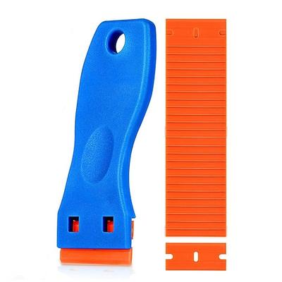 Rasierklingenschaber aus Kunststoff und 100 Klingen, Werkzeug zum Entfernen von Etikettenaufklebern, für kratzfreies Entfernen von Aufklebern aus Kunststoff, Klebstoffentferner für Küchengeräte,