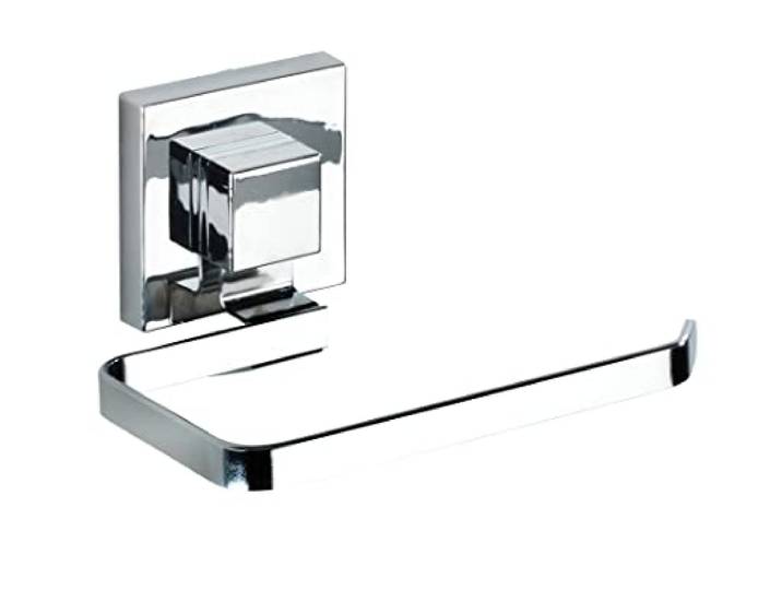 WENKO Vacuum-Loc Wand Toilettenpapierhalter Quadro, Halterung für Toilettenpapier, Befestigen ohne Bohren, Rostfreier Edelstahl, 14 x 6 x 11 cm, Glänzend