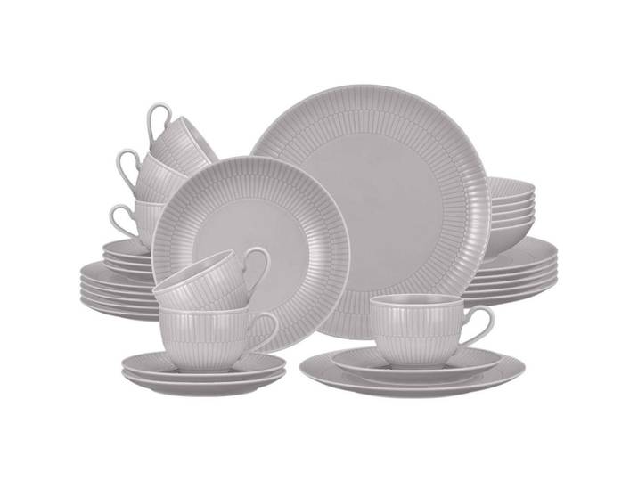 Seltmann Weiden Kombi-Service Amina Silbergrau 30-tlg., Grau, Keramik, 30-teilig, Rund, 2x2x2 cm, Geschirr, Geschirrsets, Kombiservice