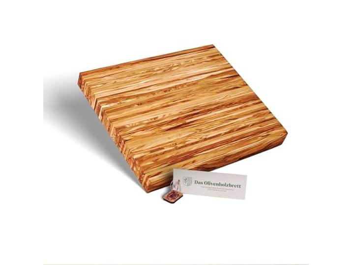 DAS OLIVENHOLZBRETT® exklusives Hackbrett aus Olivenholz/massives Schneidebrett aus Olivenholz/Metzger Brett/Allzweck Schneidebrett 40cm x30cm x3,5cm