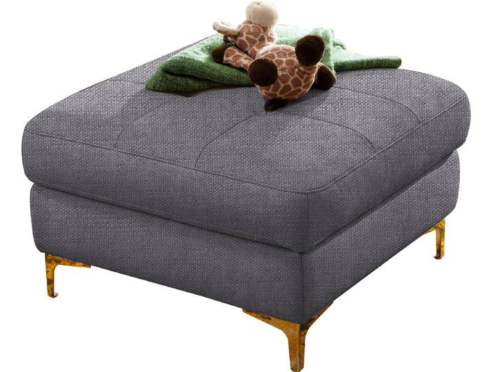 Polsterhocker HOME AFFAIRE Basel , grau (hellgrau), B:75cm H:47cm T:75cm, Luxus-Mikrofaser Lederoptik: 100% Polyester;Struktur: 85% Polyester, 15% Viskose, Hocker, Polsterhocker, passend zur Basel-Serie