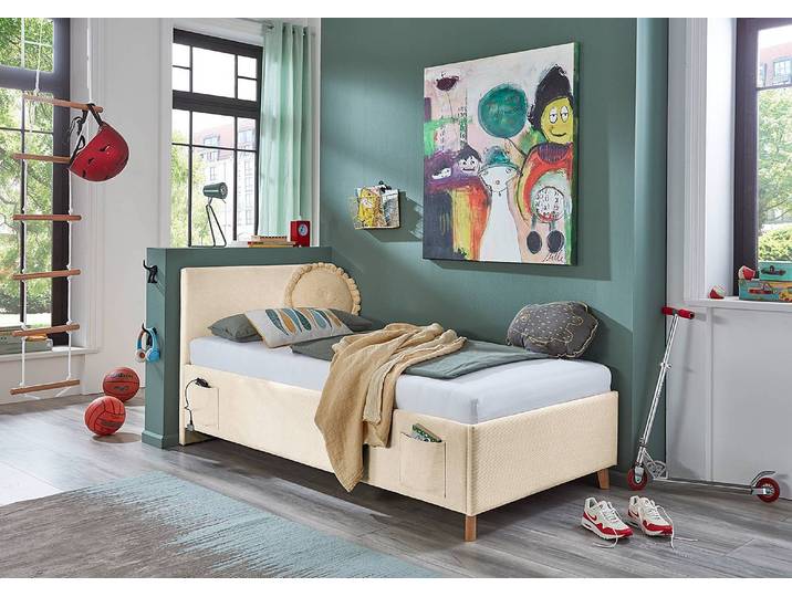 Lit rembourré 90 x 200cm Sans sommier Beige