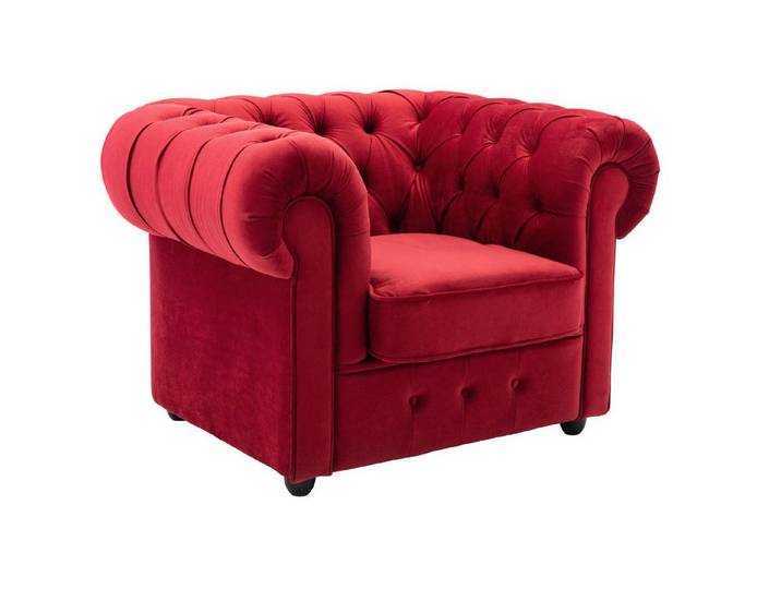Möbel Akut Sessel Sessel CHESTERFIELD in Samt rot Relaxsessel 114 cm