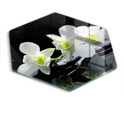 GLASPLATTE 40 cm Zen weiße Blumen im Wasser