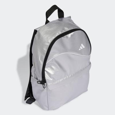 Rucksack ADIDAS PERFORMANCE "ADIDAS GLOW", silber (silber metallic, weiß), Rucksäcke, Damen, Obermaterial: 100% Polyester, Rucksack, für Fitness und sportlichen Stil, mit Reißverschluss