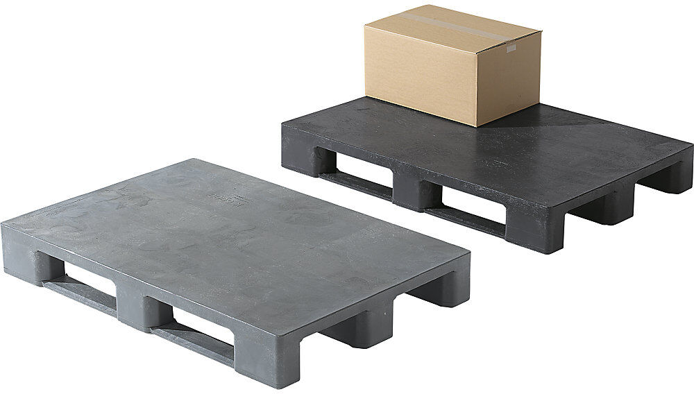 kaiserkraft EURO-Kunststoffpalette, mit Rand, Oberdeck geschlossen, grau