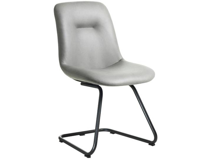 Celina Home Stuhl Swing, Schwarz, Hellgrau, Metall, Kufe, C-Form, 51x89x61 cm, Stoffauswahl, Esszimmer, Stühle, Esszimmerstühle