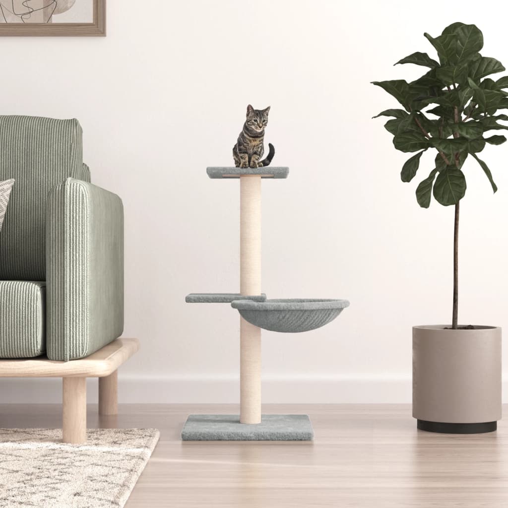 vidaXL Rascador para gatos con postes de sisal gris claro 72 cm Gris