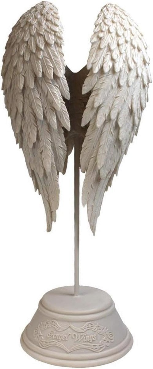 Wit Engelenvleugels Beeldje voor op tafel, 26 cm