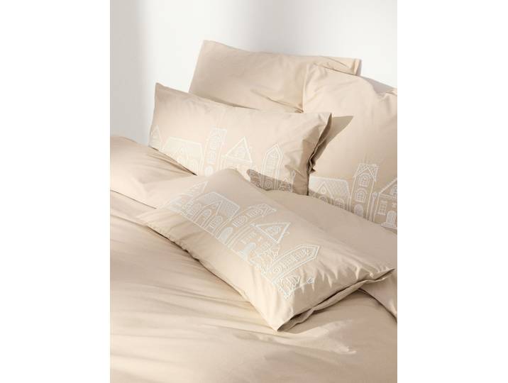 Housse de couette en percale de coton brodé Viggo
