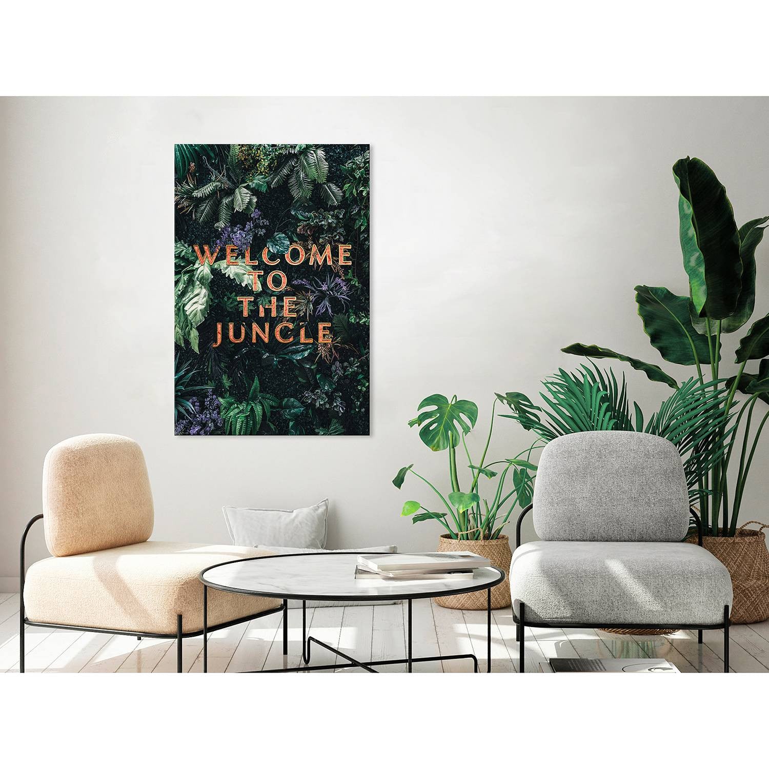 home24 Welcome to the Jungle wanddecoratie, linnen groen, 40 x 60 cm