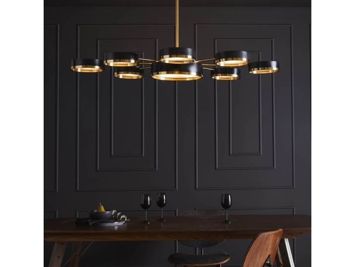 Lustre métal couleur laiton et noir - h159 cm