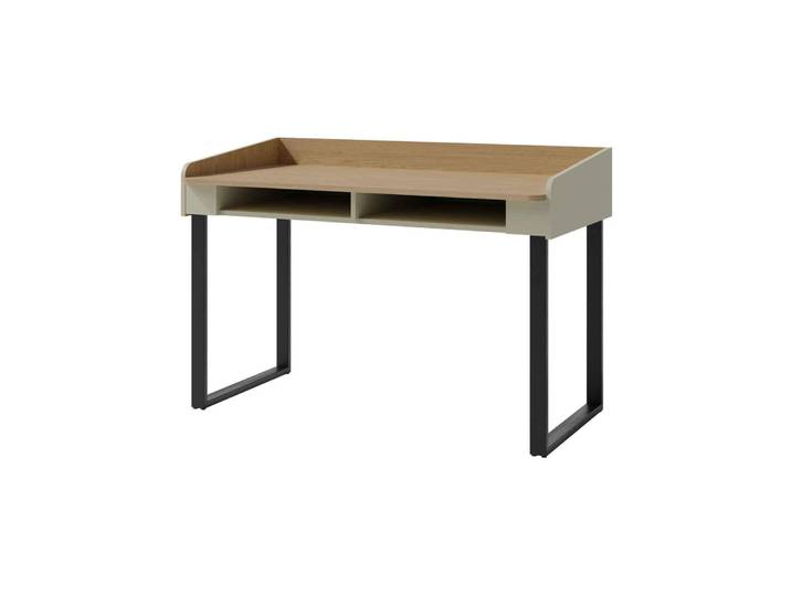 Beautysofa - Alex Schreibtisch 125 cm mit Stauraum, Moderner Computertisch, Bürotisch mit 2 offenen Fächern und Metallbeinen, Homeoffice, Eukalyptus