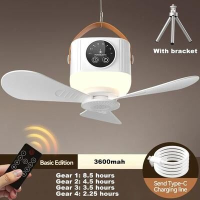 Uplift Essentials LED Light With Fan Portable Ceiling Lamp With Remote Control 3600mah