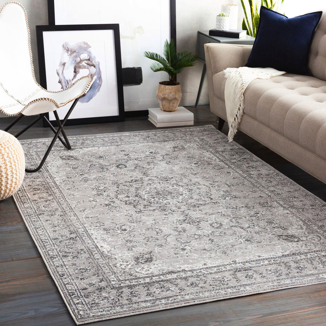 Blue Elephant Oriental Area Rug Grey Rectangle 160 x 220cm