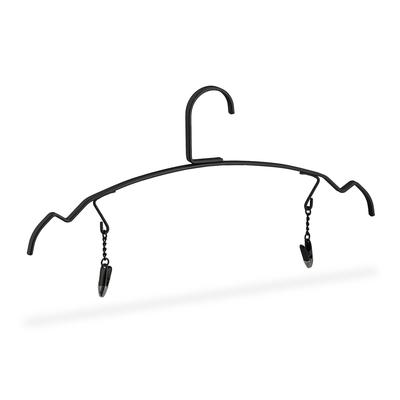 Relaxdays Kleiderbügel 10er Set, Dessous & Lingerie Bügel mit 2 Klammern, Unterwäschebügel Metall, 33 cm breit, schwarz