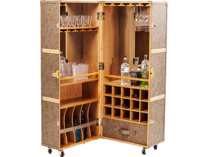 Kare-Design Barschrank, Braun, Beige, Holz, Metall, Esche, 1 Schublade(n) Schubladen, 60x154x60 cm, Esszimmer, Barmöbel, Barschränke & Theken
