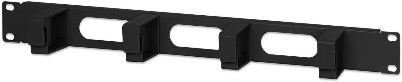 Intellinet 19" Cable Management Panel 1U, 4 Short Plastic Rings, Black (711050)