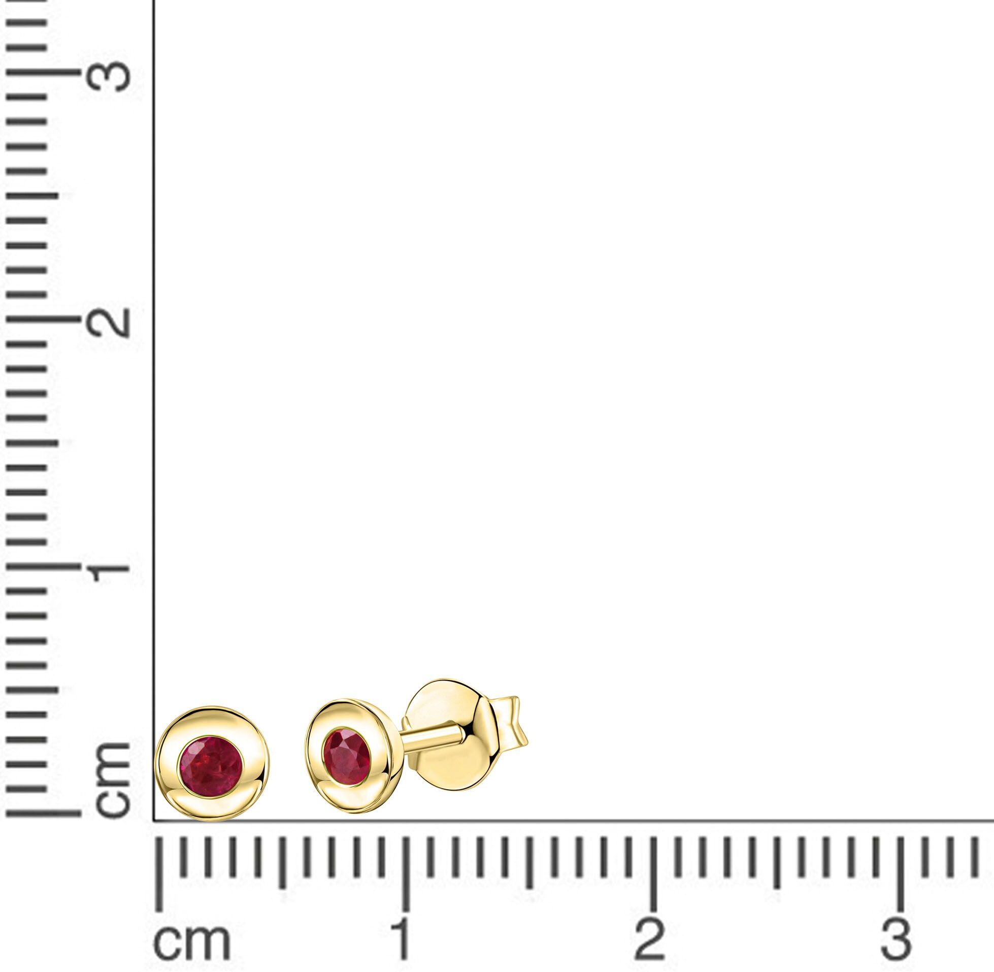 Paar Ohrstecker FIRETTI "Schmuck Geschenk, Ohrringe Solitär, Gold 375", gold (gelbgoldfarben, rot, rot), Ohrringe, Damen, 4,2mm, Gelbgold 375, Paar Ohrstecker, mit Rubin, Saphir oder Smaragd