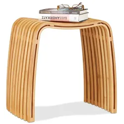 Relaxdays 2 x Garderoben Hocker im Bambus Design Hellbraun