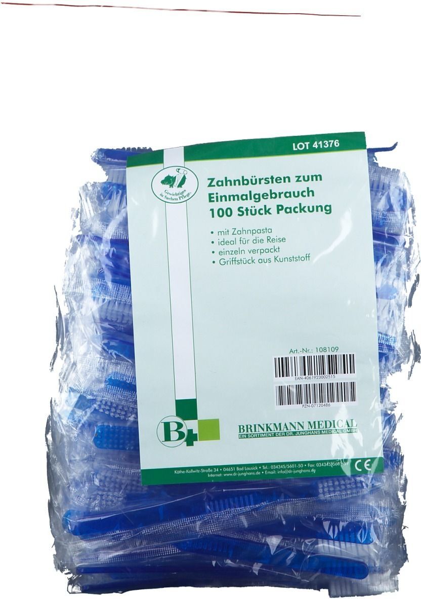 Brinkmann Medical Einmal Zahnbürste m.Pasta blau 100 St