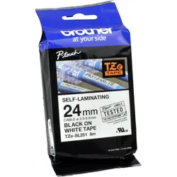 Brother P-Touch Band TZe-SL251 schwarz auf weiß 24mm x 8m laminiert selbstklebend
