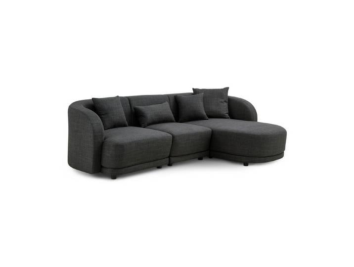 LIVORA Ecksofa SOFAS 100% Polyester dunkelgrau, 260x165x72 cm dunkelgrau