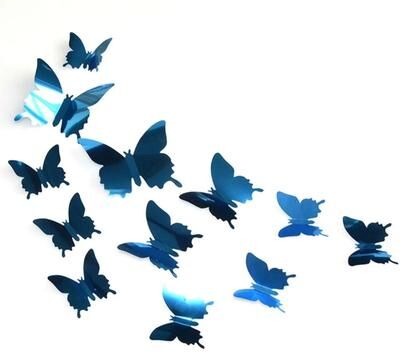 Uplift Picks 12Pcs 3D Butterfly Mirror Wall Stickers Removable DIY Decorative Decals blue