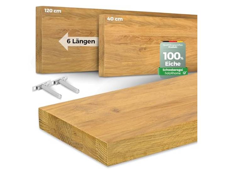 holz4home® Wandregal ohne Baumkante 100 cm Länge, Natur Geölt I Schweberegal Massivholz I Unsichtbare Befestigung moderner Stil I Wandboard Echtholz