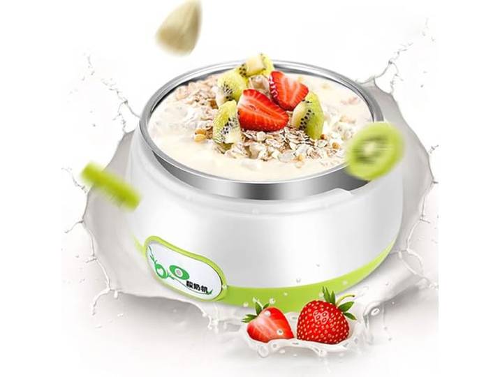 Joghurtbereiter, 1 l Edelstahl-Innenauskleidung, leicht zu reinigen, Plug-and-Play(Green)