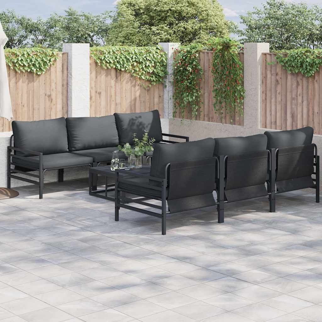 vidaXL Conjunto de sofás de jardín 7 uds. Negro Acero Antracita