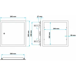 Revisionstür Vierkantverschluss - einteiliger Rahmen 250X250 mm