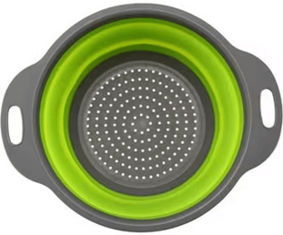 Inspire Curations Folding Silicone Colander Basket For Washing, Draining & Space Saving Kitchen Storage green G870b