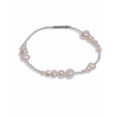 Perlenarmband DI PERLE, weiß, Armbänder, Damen, diperle_18,5, Edelstahl Perlen, Edelstahl, Perlen, Perlenarmband
