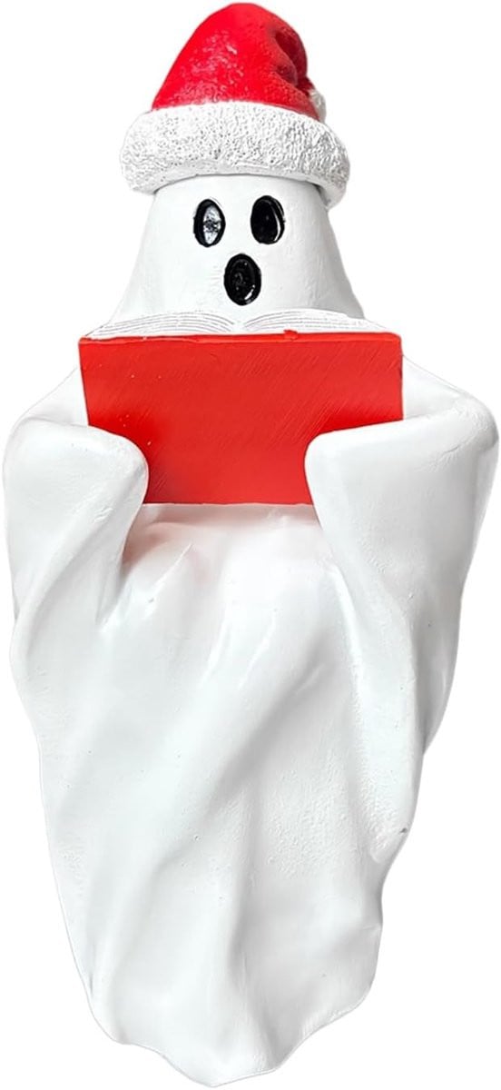 Spook Figuur Lezend Geestje Wit Interieur Decoratie H 16,5 cm x B 10 cm