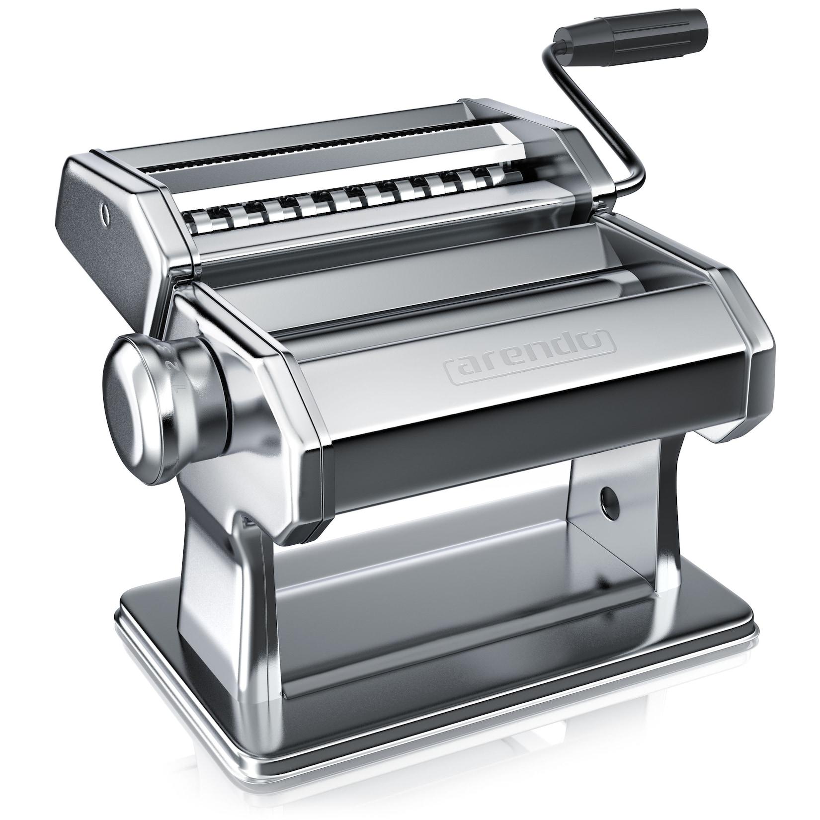 Arendo Nudelmaschine Manueller Pasta Maker, Edelstahl, Nudelpresse, 7 einstellbare Stärken, Duplexvorsatz für Spaghetti, Tagliatelle