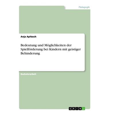 Bedeutung und Möglichkeiten der Spielförderung bei Kindern mit geistiger Behinderung, Taschenbuch von Anja Apitzsch, GRIN, 978-3-668-93150-3
