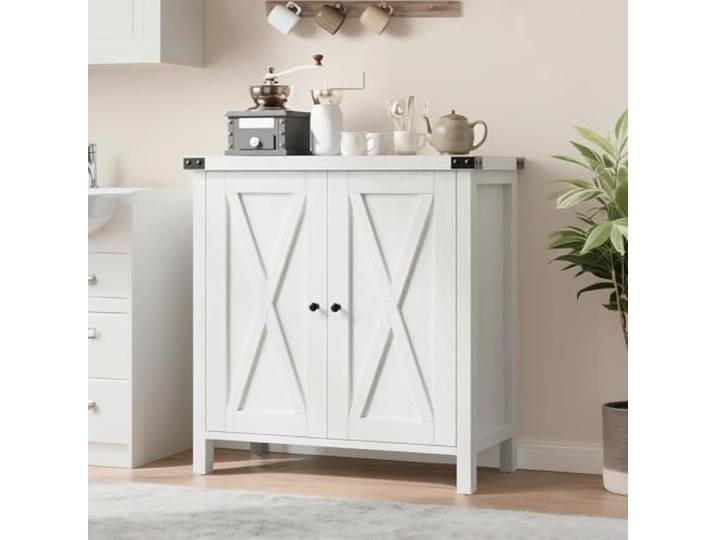 Danonlly Sideboard Buffet Beistellschrank Küchenschrank Aufbewahrungsschrank Akzentschrank Eingangsbereich aus MDF mit 2 Türen, Verstellbaren Ablagen für Küchen Wohnzimmer Esszimmer (Weiß)