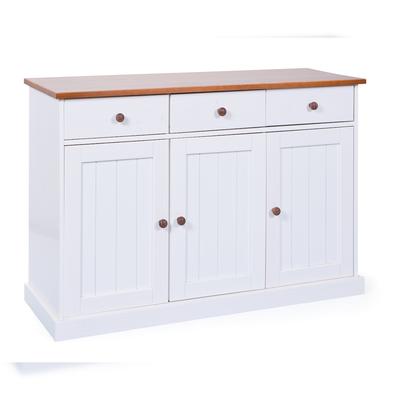 Ebuy24 Wright Sideboard 3 Türen, 3 Schubladen, weiss, braun.