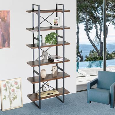 DAVEE FURNITURE "Baldwin 6-Tier Mordern Bookshelves in Antique Walnut Color - 35""x13""x85""H"