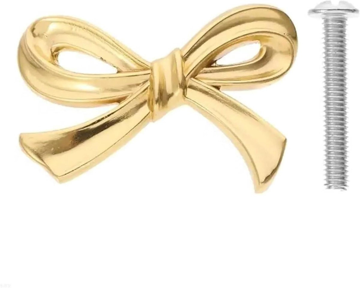 Set van 4 gouden kastknoppen en ladehandgrepen van messing
