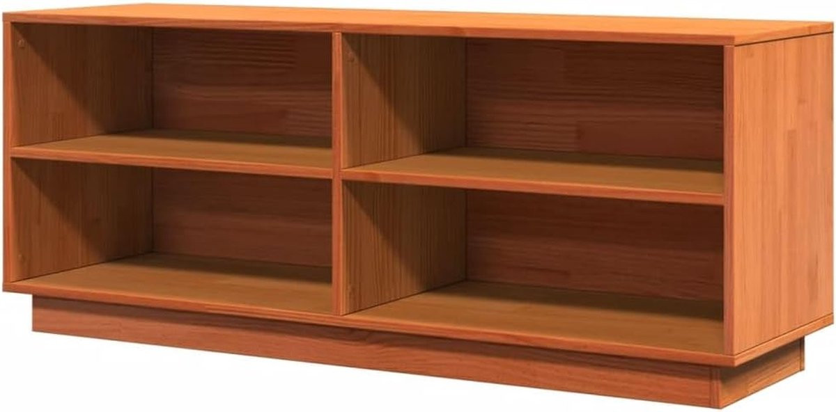 Houten schoenenkast van massief hout in bruin, Breedte: 110 cm