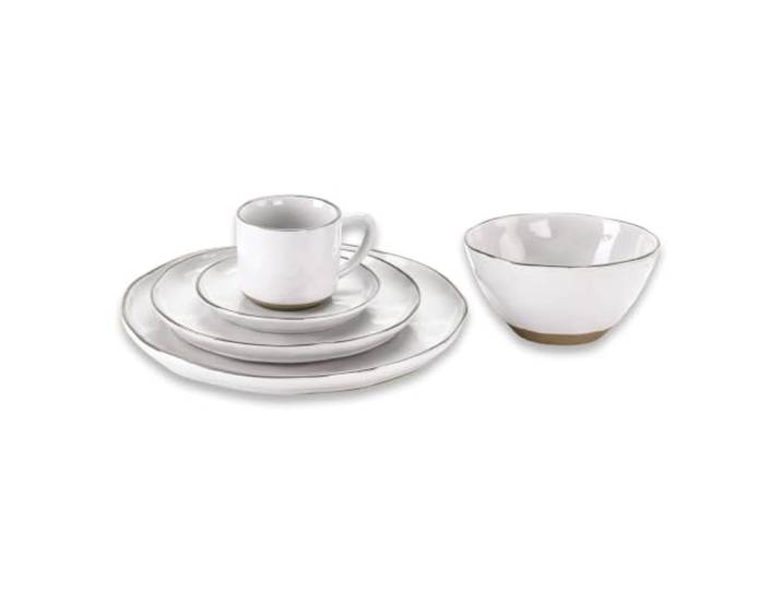 LOBERON Geschirr 30er Set Biarré, weiß Bewusst unebenes Design, Ursprünglicher, mediterraner Charakter, Hochwertiges Steinzeug