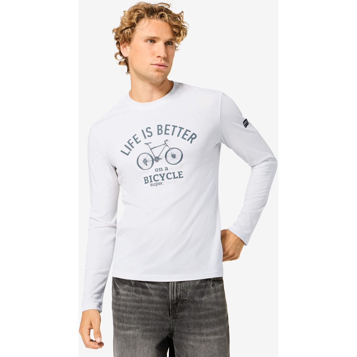 Super.Natural M Better Bike BIO C LS white/stormy weather (65J) L SNMS0200965JL