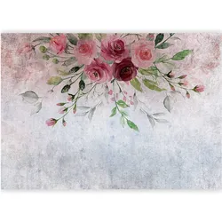 Artgeist, Tapete, Fototapete - Summer bloom - plant motif with flowers and leaves in pink tones (250 x 175 cm)